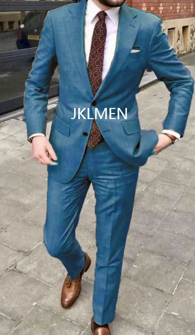 Men's Suit Handsome Casual 2 Piece Suit For Men Wedding Tuxedos Notched Lapel Groomsmen Business  Prom Blazer