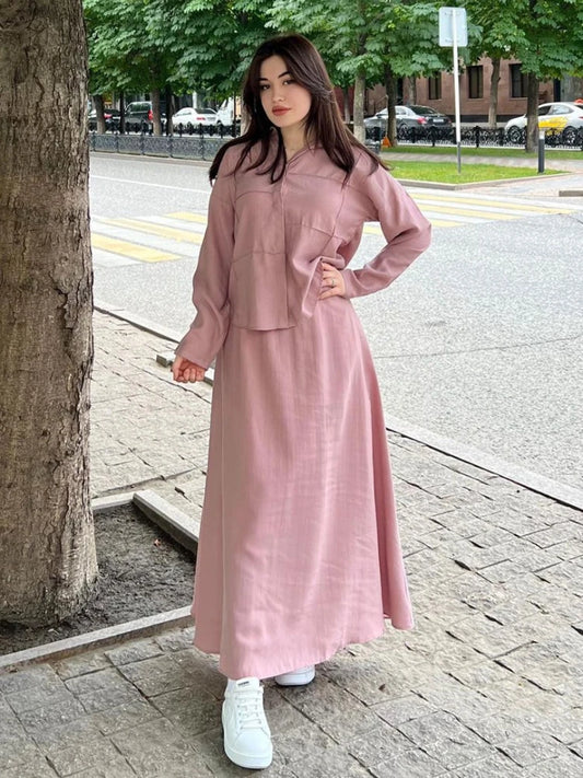 Ramadan Muslim Set Eid Two Piece Shirt &Pants Women Suits Shirt Blouse Musulman Ensembles Moroccan Kaftan Islamic Outfits Sets