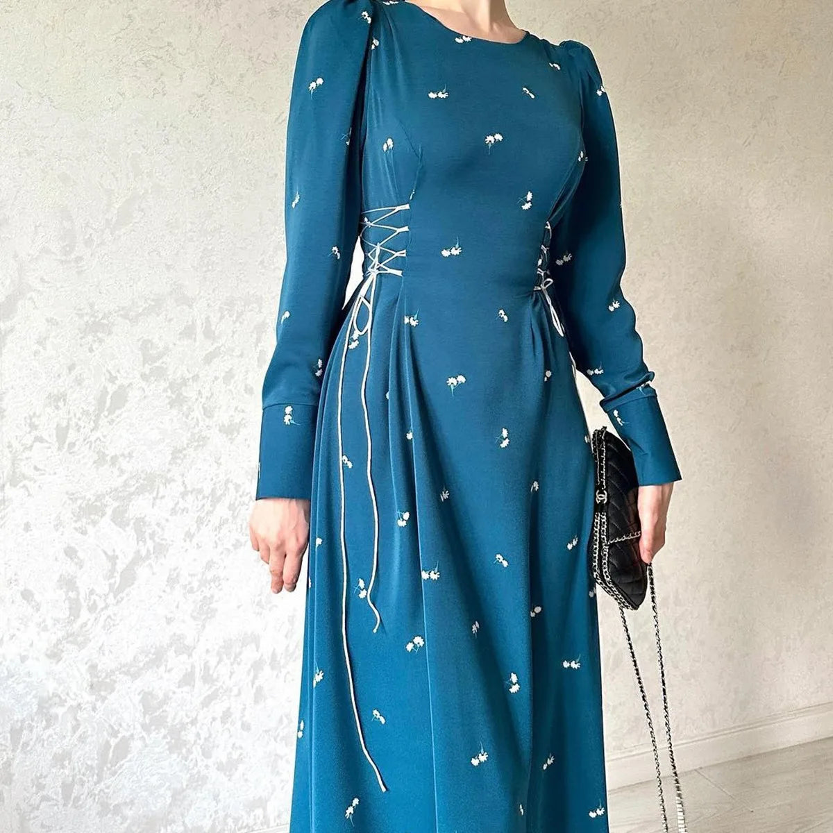 Women's Clothing Muslim Autumn New Long Skirt Socialite Temperament Long Waist Fit Cinched Pretty And Elegant Dress