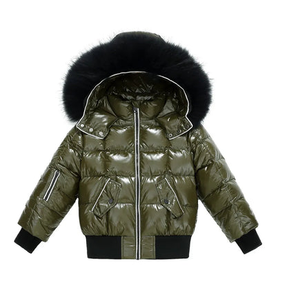 AP 2025 winter kids coat waterproof shine fabric + filling  white duck down girls boys children coats