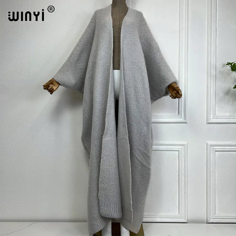 WINTER monochrome Luxury Fur Neutral coat Thick comfortable Warm Female poncho long down coat winter abaya