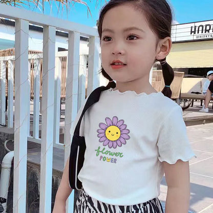 Girls Short T Shirt Budak Perempuan Chiffon Kids Tshirt Baby Girl Trendy Baju Kanak Kanak Perempuan Girl Clothing