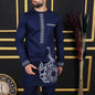 White Kaftan Men's Suit Embroidery Floral Top Pants Kaunda Suit African Casual Outfits Wear Traditional 2PCS Set Wedding Tuxedo