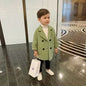 Winter Grid Jackets Boys Girl Woolen Double-breasted Baby Boy Trench Coat Lapel Autumn Kids Outerwear Coats Wool Overcoat