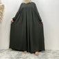 Muslim women elegant fashion dress Arab Turkey round neck gown dress pure color Islamic long dress with pockets