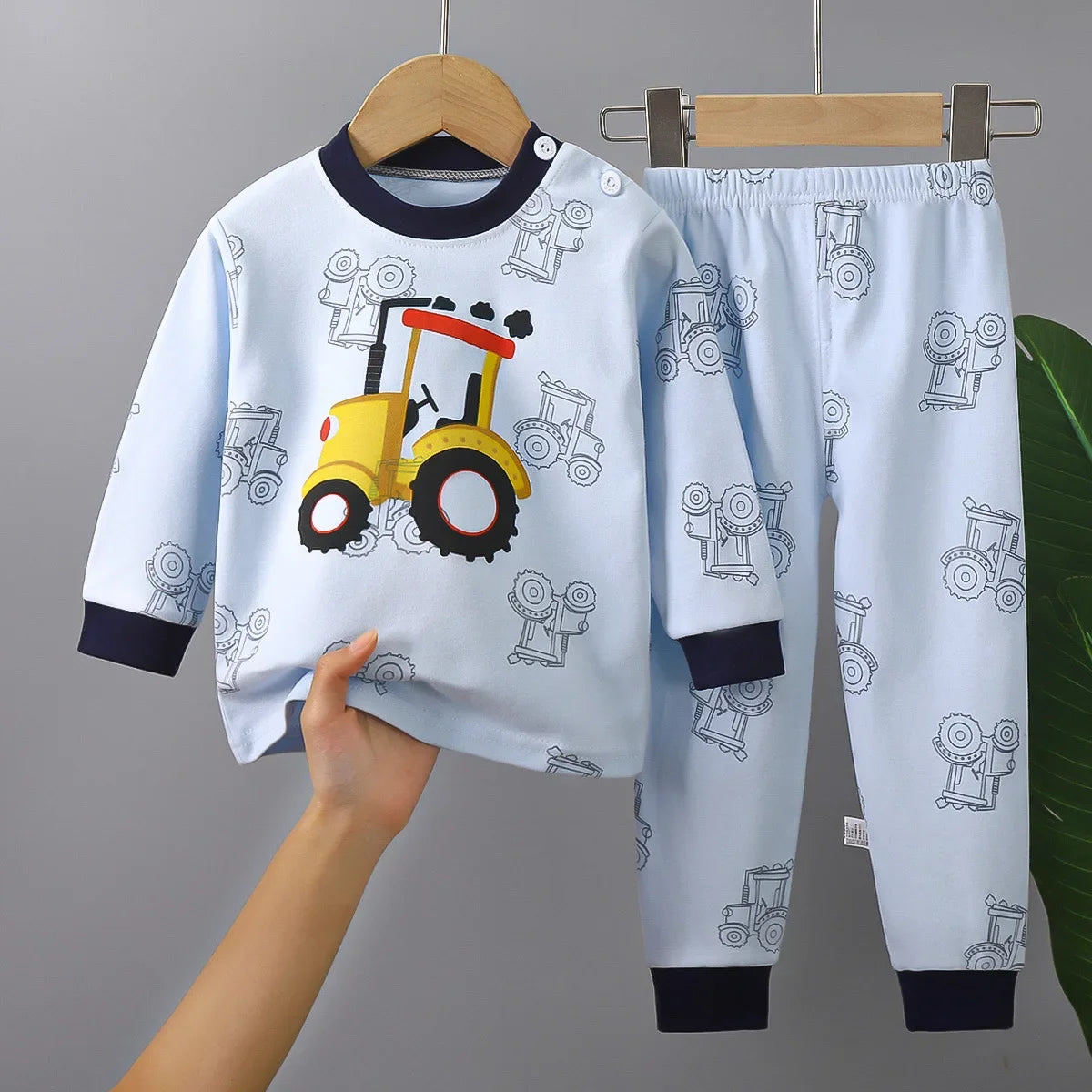 2025 New Kids Autumn Warm Pajamas Baby Boys Girls Cartoon Dinosaur Long Sleeve T-Shirt with Pants Pyjamas Toddler Clothing Sets