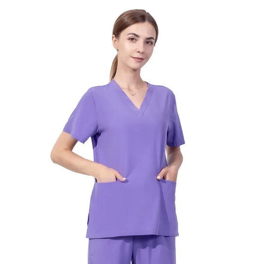 Beauty Hospital top female operating room hand washing clothes Elastic Doctor work Uniform short-sleeved nurse clothing