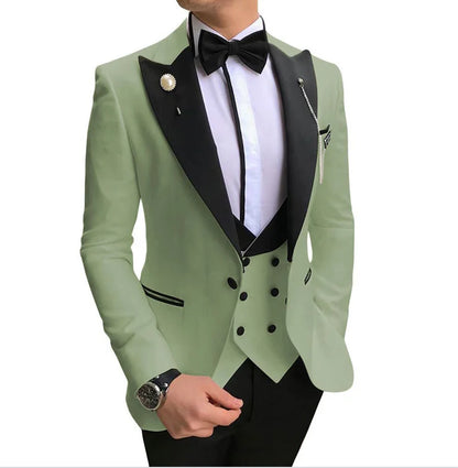 Men 3 Pieces Suits For Men Custom Made Groom Groomsmen Tuxedos Wedding Men Suit Terno Masculino(Jacket+Pant+Vest)