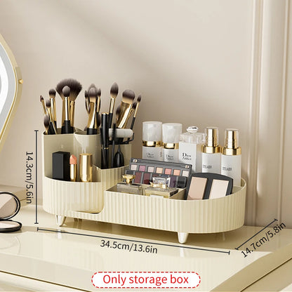 New 360° Rotating Makeup Brush Holder Cosmet Storag Box Luxury Makeup Organiser Lipsticks Make Up Container Vanity Organizer Box