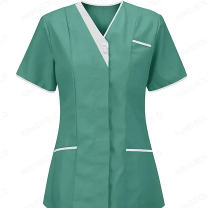 2025 New Hospital Hand Washing Clothes Tops Pure Cotton Skin Friendly Nursing Work Clothes Tops Waiter Uniform Work Clothes