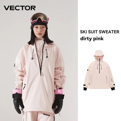 Men Women Solid Color Ski Jacket Ski Pants Warm Windproof Winter Overalls Hoodie Waterproof Outdoor Sports Clothing Snowboard