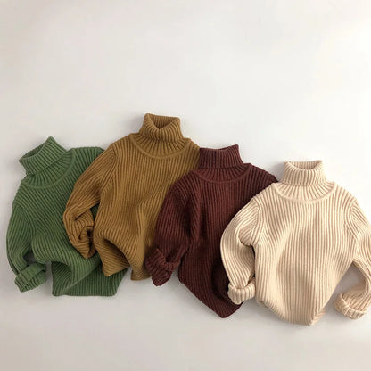 MILANCEL Kids Sweaters Turtleneck Boys Pullovers Vintage Girls Knitwear Warm Base Sweater