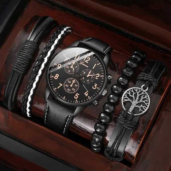 New Fashion Mens Sports Watches Man Business Quartz Wristwatch Luxury Vintage Leather Belt Bracelet Men Casual Clock Watch