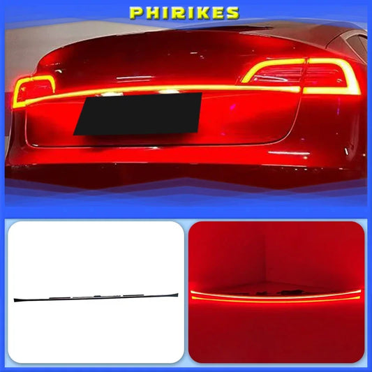 For Tesla Car Model 3 Y 2019-2023 LED Rear Through Taillight Trunk tail door light bar Brake Lamp Turn Signal Light