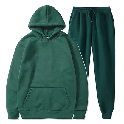 Basic Fleece Hoodies And Sweat Pants Set Men Jogger Set Wholesale Track Suit Sportswear Tracksuits Unisex Ensemble Jogging Homme