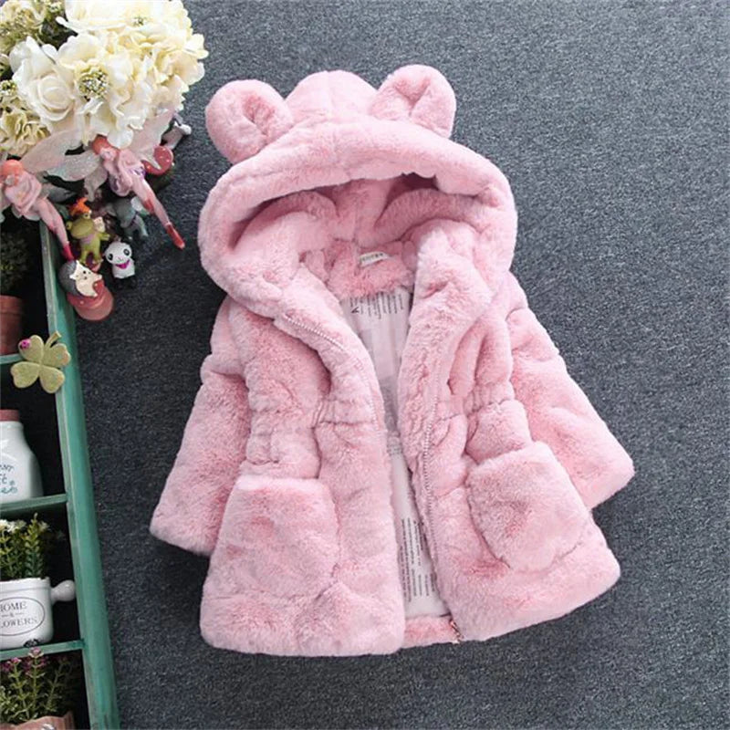 Girls Winter Fur Coats 2025 New Children Thicken Warm Outerwear Kids Fashion Casual Long Jackets Teenager Turtleneck Clothing