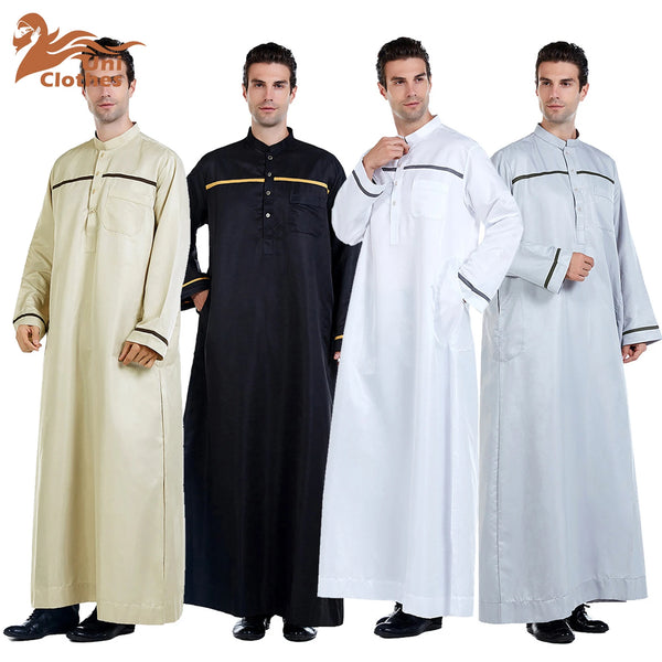 UNI Ramadan Muslim Men Jubba Thobe Dress Islamic 2025 Eid Prayer Abaya Robe Saudi Arabia Djellaba Kaftan Dubai Worship Service