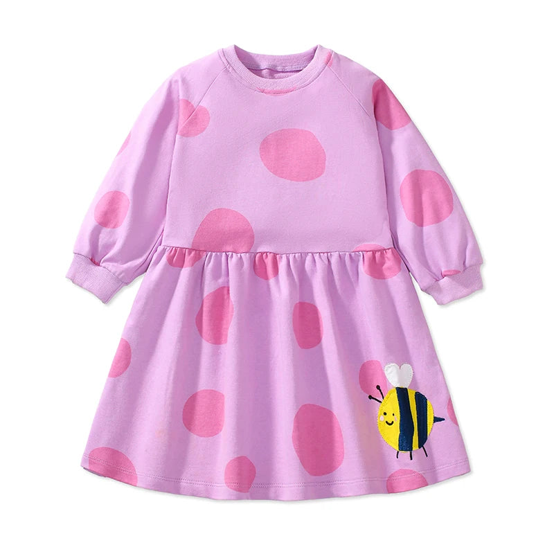 Little maven 2025 Autumn Kids Clothes Children's Clothing Cotton Baby Girls Cartoon Long Sleeves Unicorn Dresses 2-7 year