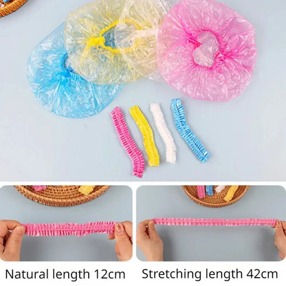 100/200pcs Disposable Shower Cap Covers Bathroom Accessories Transparent and Waterproof Disposable Hair Caps Bathroom Products