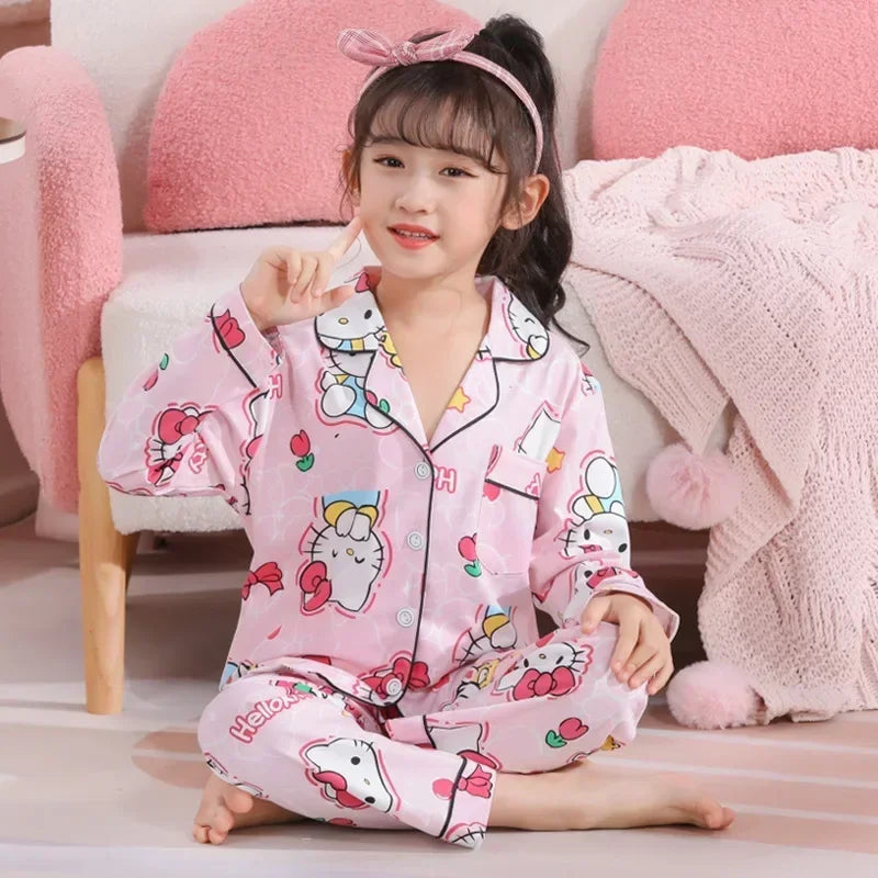 New Miniso Autumn Children Pajama Sets Girl Sleepwear Winter Kawaii Anime Kids Pijamas Boy Homewear Clothes Cute Loungewear