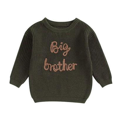 2025 Lioraitiin 12M-5Y Winter Newborn Kids Boys Sweaters Cotton Long Sleeve Letter Embroidery Pullover Loose Knitwear Tops