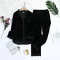 2PCS Velvet Pajamas Set For Women Sexy Female Velor V-neck Lace Homewear Autumn New Long Pant Pijamas Suit