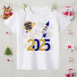 Hello 2025 Happy New Year Print Child T-shirt Boys Girls Outfits Clothes Winter Holiday Party Kids T Shirt Short Sleeve Tops Tee