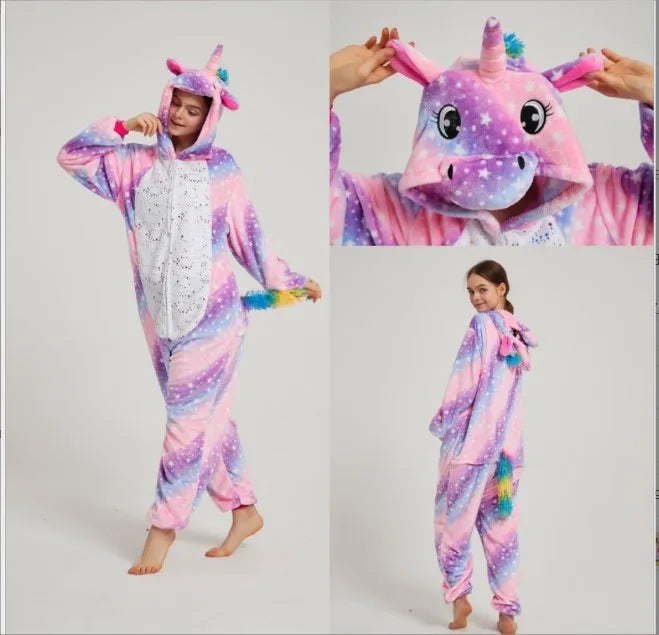 Women Pijama Animal Jumpsuit Onesie Kigurumi Unicorn Suit Shark Bodysuits Adult Flannel Sleepwear Full Body Winter