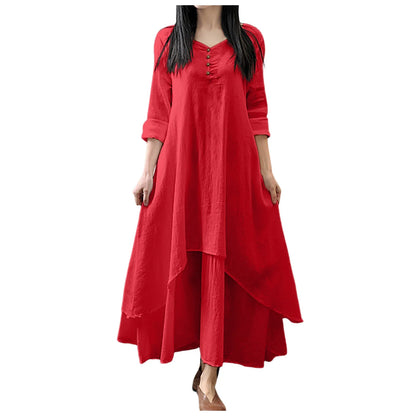 Women Cotton Linen Chic Maxi Dresses