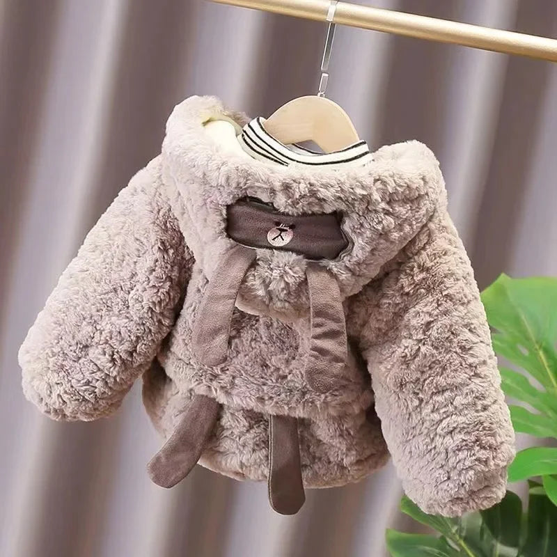 Infant Newborn Baby Girl Coat Little Bear Coat Baby Girl Children Jacket Hooded Cartoon Baby Coat Children Cotton Jacket Winter