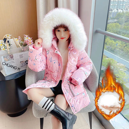 Kids Parkas Children Clothing 2025 Toddler Girl Warm Clothes Thicken Cotton Clothes Jacket Winters Fashion 7 8 9 10 12 14 Years