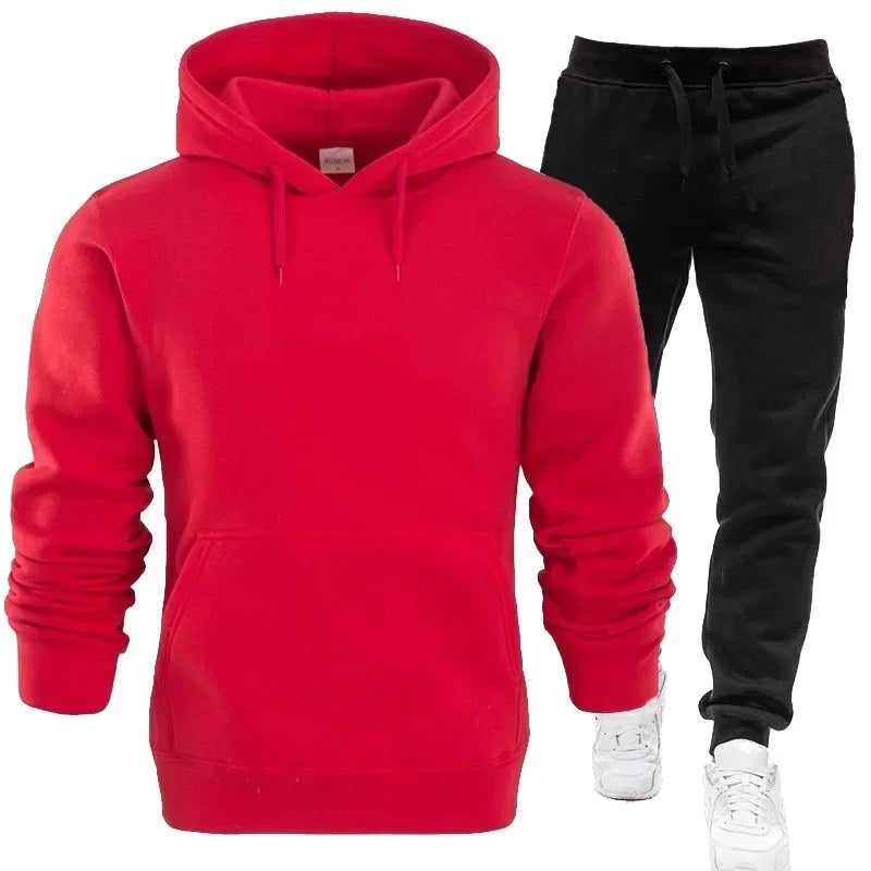 Basic Men/Women 2Pcs/Sets Sweatshirt Hoodies Pants 2025 Male Gyms Fitness Tops Joggers Sportswear Tracksuits