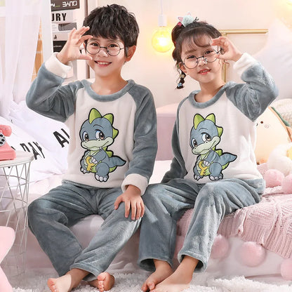 New Winter Children Pajamas Girls Princess Loungewear Coral Fleece Kids Pijamas Warm Flannel Sleepwear Homewear teen Pyjama Set