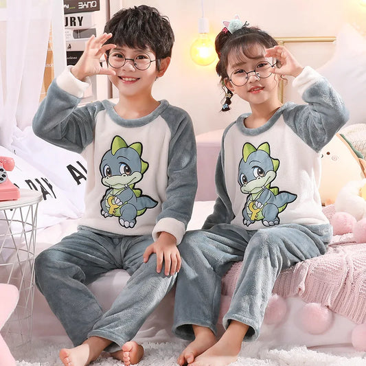 Boys Animals Cats Pajamas for 9 10 12 16 Years Children Sleepwear Teen Girl Fleece Night Suit Baby Homewear Pyjamas Kids Pijamas