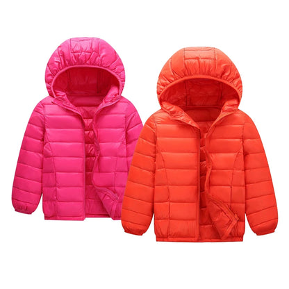 2025 Teenagers Autumn Winter Girls Jacket Keep Warm Little Princess Coat Solid Color Boys Down Outerwear 2-14 Years Kids Clothes