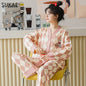 SUKAE New M-5XL Autumn Winter New Cotton Women Pajamas Lady Loungewear Kimono Cardigan Long Sleeves V-neck Homesuit