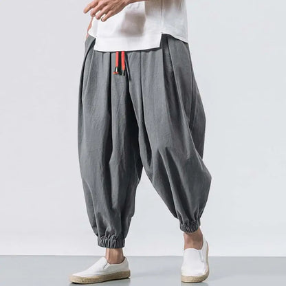 2025 New Fashion Drawstring Harem Pants Men’S Baggy Jogging Pants Japanese Men Crotch Wide Leg Pants Male Casual Loose Trousers