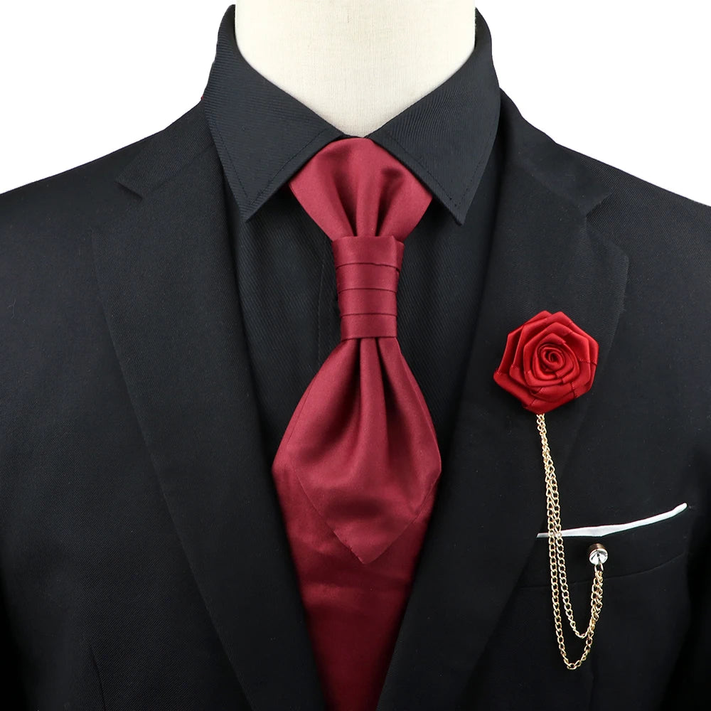 New Men's Premium Paisley Tie Brooch Set Red Black Blue Ajustable Neck Tie Luxury Classic Suit Tuxedo Groom Wedding Accessories