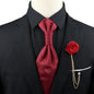 New Men's Premium Paisley Tie Brooch Set Red Black Blue Ajustable Neck Tie Luxury Classic Suit Tuxedo Groom Wedding Accessories