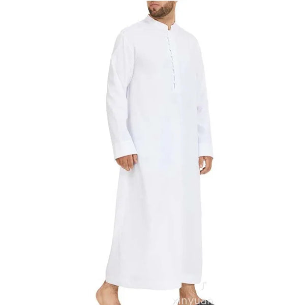 Eid Muslim Men Jubba Thobes Saudi Arabe Islmaic Clothing Male Prayer Qamis Homme Black White Moroccan Kaftan Long Sleeve Tunica