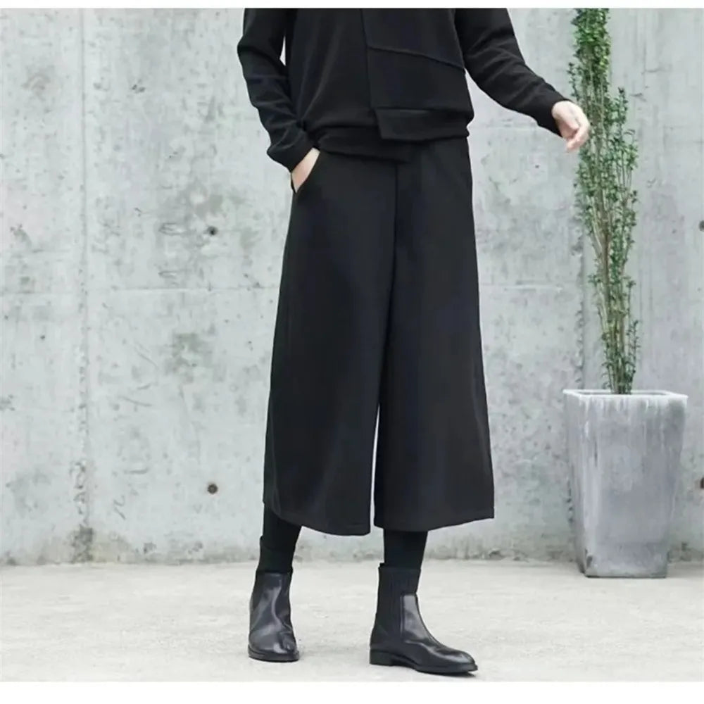 Loose Woole Wide Leg Skirts Pants Women Casual Mom Pants Winter Autumn Straight Trousers Korean Elastic High Waist Fat Leg Pants