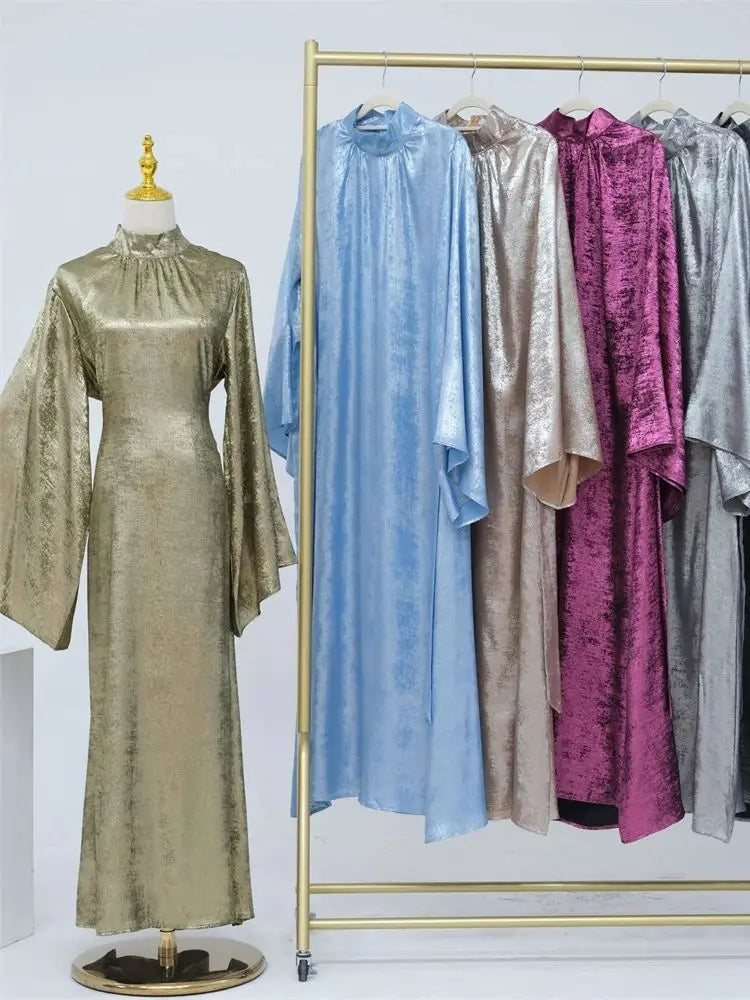 Shiny Satin Abaya Dubai Luxury Muslim Islam Abayas For Women Kaftan Dress Caftan Marocain Femme Vestidos