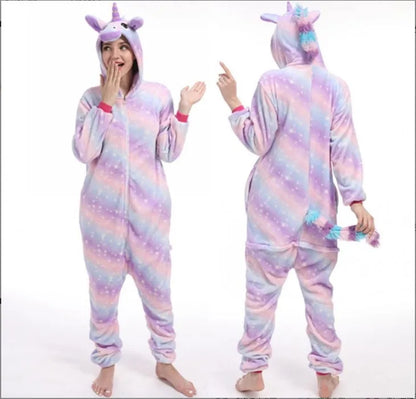 Women Pijama Animal Jumpsuit Onesie Kigurumi Unicorn Suit Shark Bodysuits Adult Flannel Sleepwear Full Body Winter