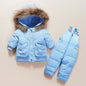 -30 Degree Down Jacket Jumpsuit Winter Overall for Children Clothes Set Baby Boy Parka Real Fur Girl Toddler Thick Warm Snowsuit