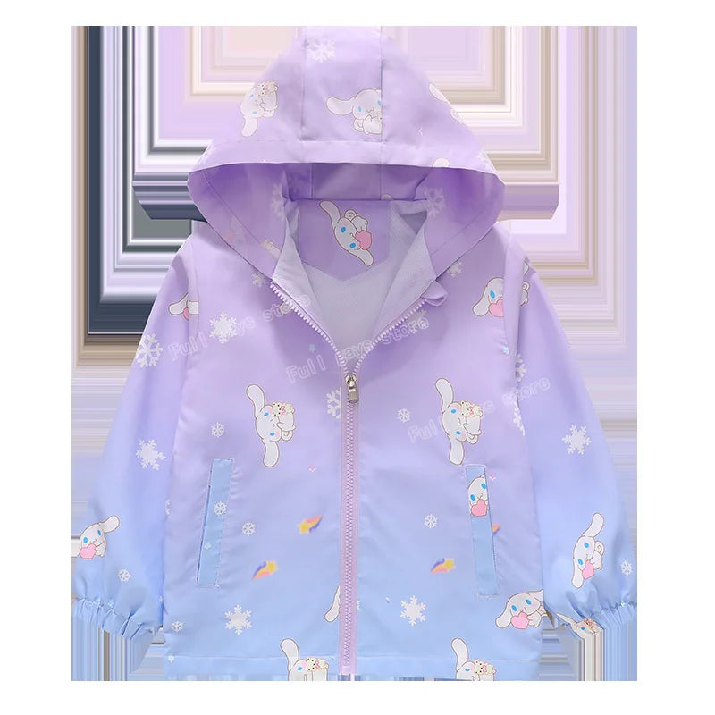 Kids Cinnamoroll Outdoor Jackets for Little Girls Clothes Winter Outwear Overcoats Aesthetic Tops Sanrio Fashion Toddler Coats