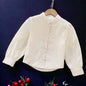 Teenagers School Shirts for Girls Beige Blouses Autumn Kids Costume Children Clothing Long Sleeve Chiffon Tops 8 10 12 14 Years