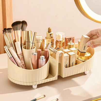 New 360° Rotating Makeup Brush Holder Cosmet Storag Box Luxury Makeup Organiser Lipsticks Make Up Container Vanity Organizer Box