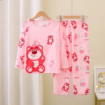 Miniso Winter Autumn Children's Pajamas Set 2025 Cute Anime Cartoon Kids Pijama Boy Girl Sleepwear Long-Sleeved Pants Loungewear