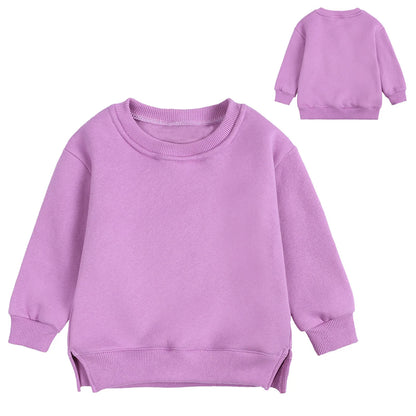 1 2 3 4 5 Years Toddler Boys Girls Pullover Autumn Winter Fleece Sweatshirt Children Solid Color Long Sleeve Tops Hoodie Blouse