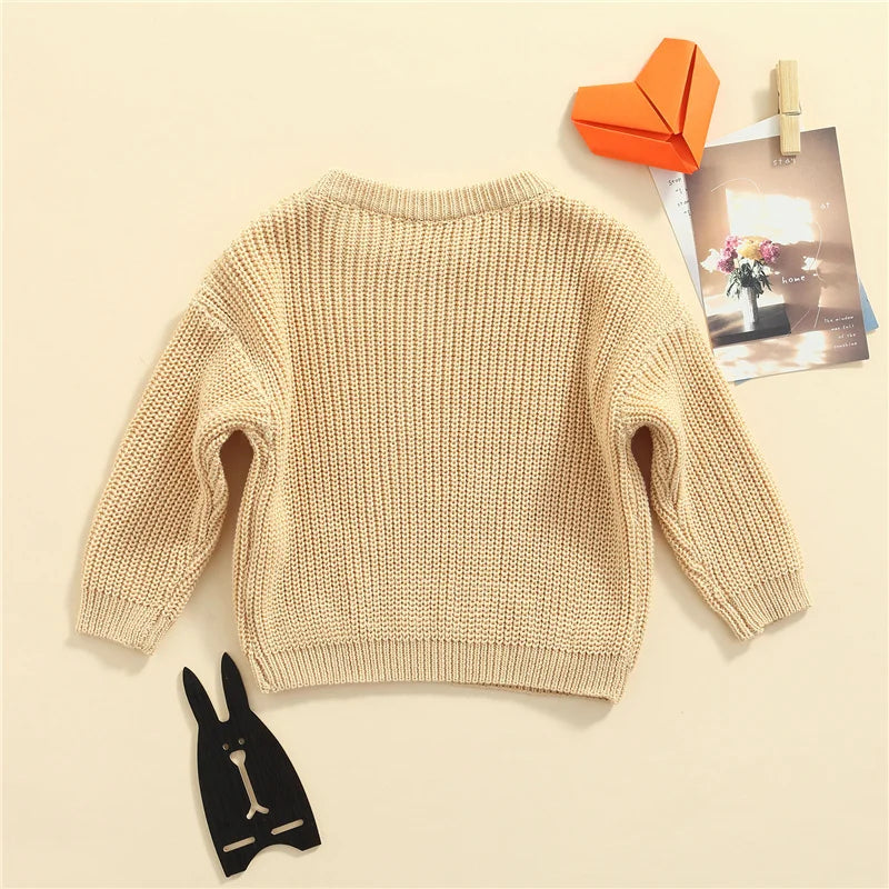 Newest Newborn Baby Girl Boy Knitted Long Sleeve Autumn Winter Sweater Solid Loose Pullover Casual Tops Kids Clothes 3M-5Y